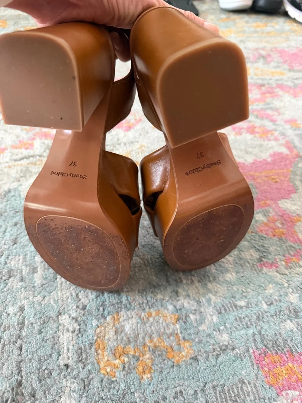 See by Chloe Lyna Tan Platform Sandals EUC size 37
